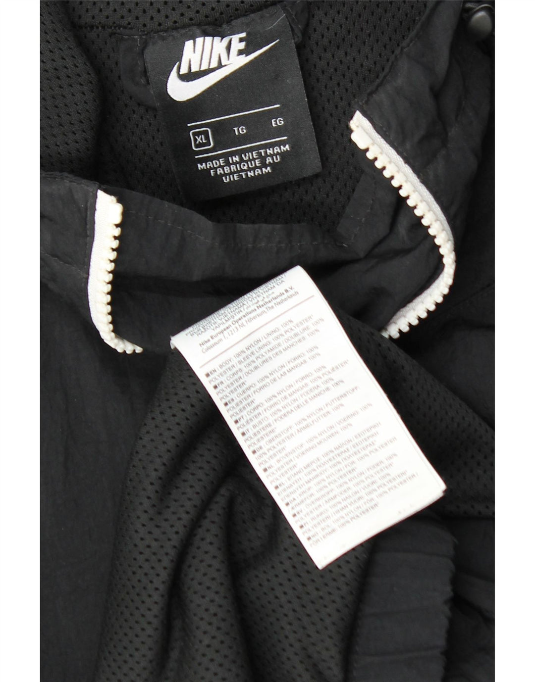 Jachetă de ploaie NIKE pentru bărbați cu glugă, UK 42 XL, nailon negru