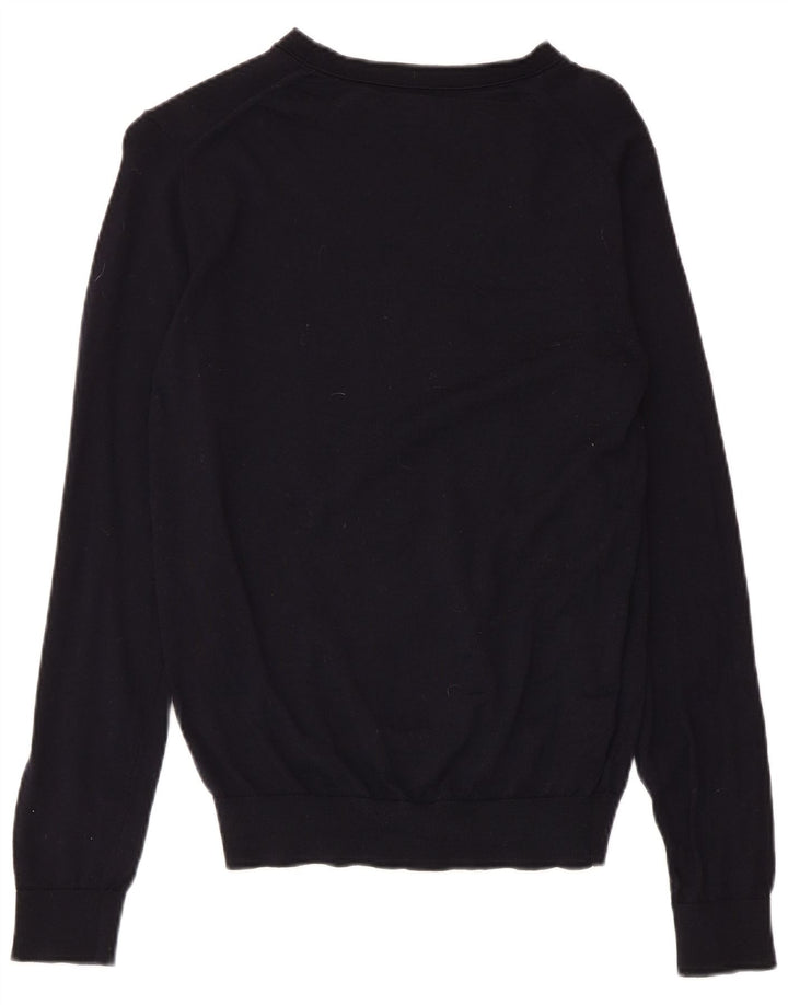 Pulover REISS pentru femei cu gât de barcă UK 12 Mediu Lână bleumarin