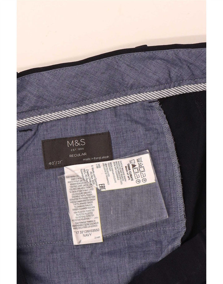Pantaloni de costum obișnuiți, drepti, pentru bărbați, Marks & Spencer, L40 L31, bleumarin