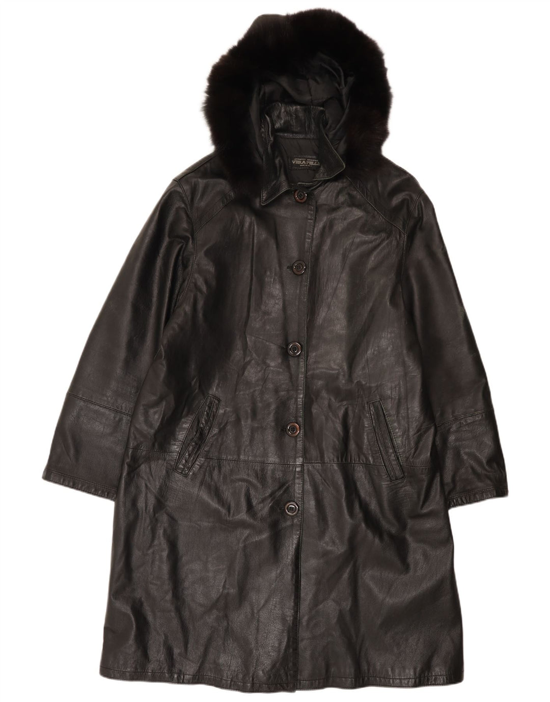 Palton din piele vintage pentru femei IT 48 XL negru