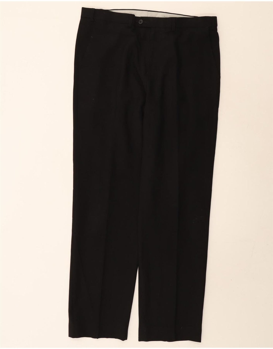 MARKS & SPENCER Pantaloni de costum pentru bărbați, cu ajustare normală, L36 L33, poliester negru