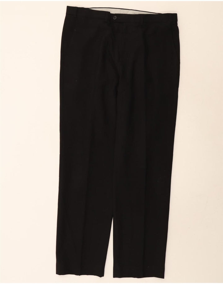 MARKS & SPENCER Pantaloni de costum pentru bărbați, cu ajustare normală, L36 L33, poliester negru