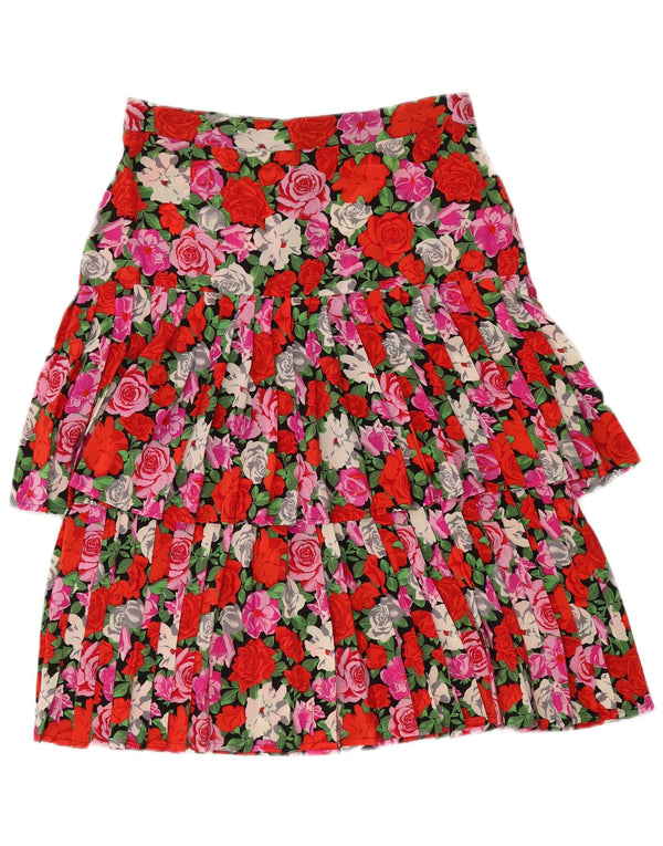 Fusta cu etaje plisată pentru femei Vintage IT 46 Large W31 Multicolor Floral