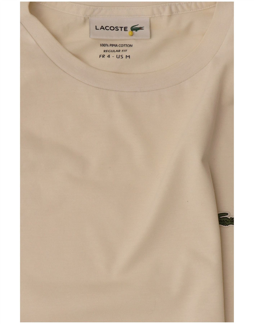 Tricou Lacoste pentru femei, cu croiala normală, marimea 4, bumbac alb mediu