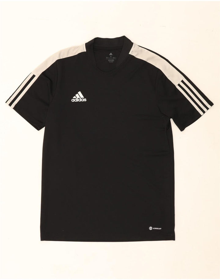 ADIDAS Mens Aeroready T-Shirt Top Medium Black Colourblock Polyester Vintage Adidas and Second-Hand Adidas from Messina Hembry 
