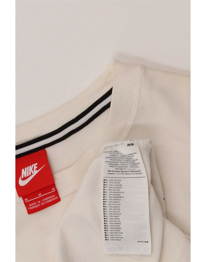 Top grafic Nike cu mânecă lungă pentru bărbați, bumbac alb mediu