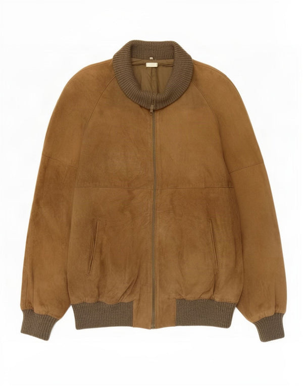 Jachetă Bomber din piele intoarsa pentru barbati vintage UK 38 Bej mediu