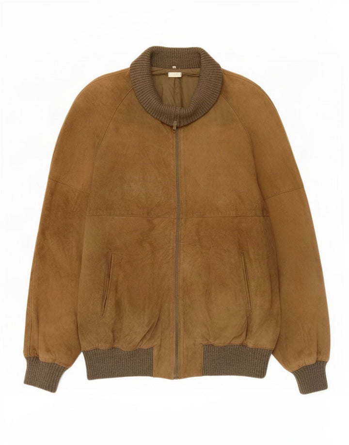 Jachetă Bomber din piele intoarsa pentru barbati vintage UK 38 Bej mediu