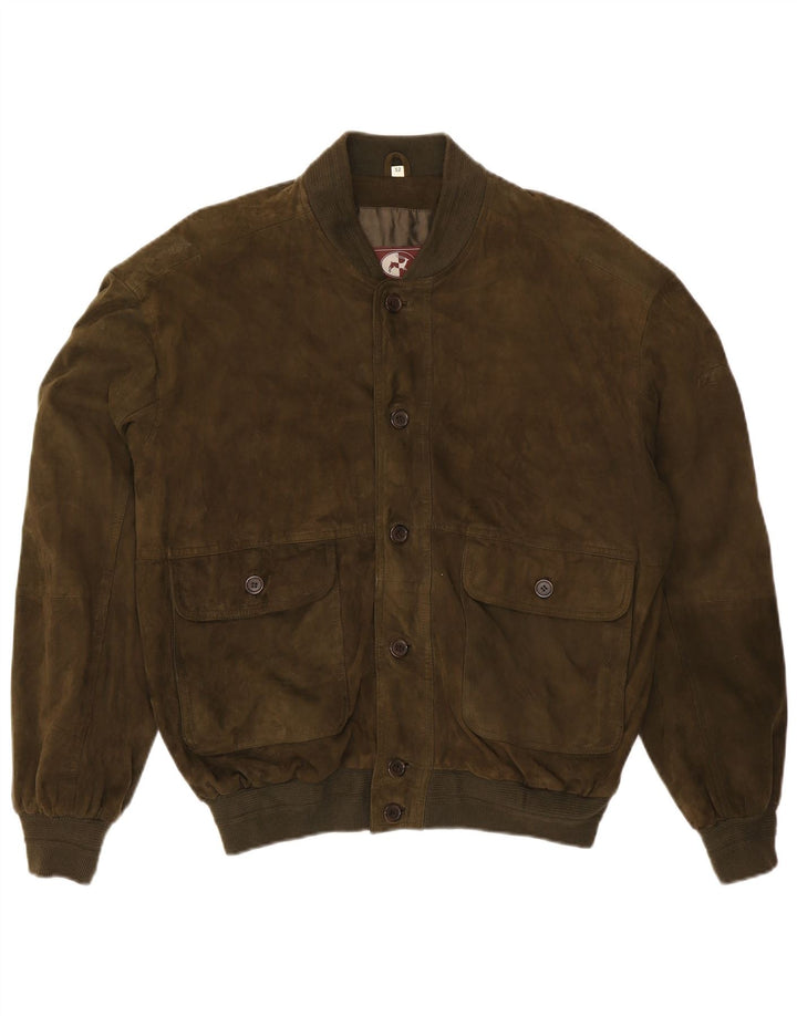Jachetă Bomber Vintage pentru bărbați din piele intoarsa IT 52 XL din piele maro