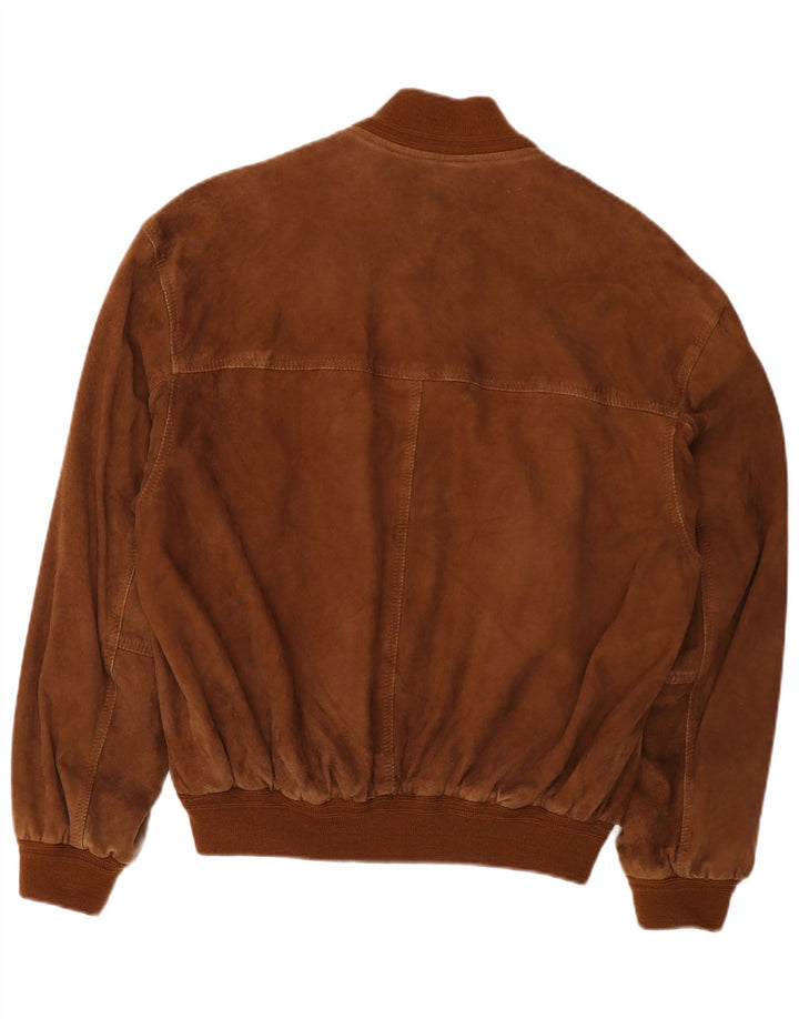 Bomber vintage pentru bărbați din piele intoarsa IT 50 mare maro din piele