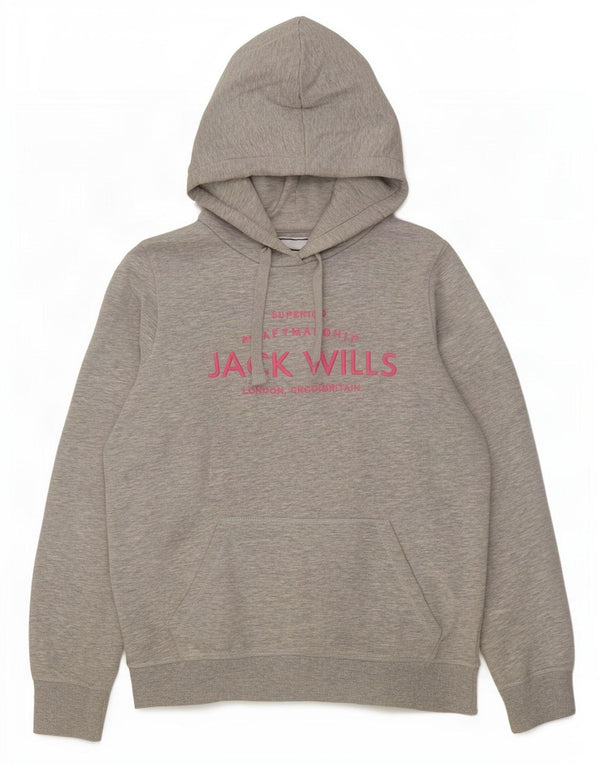 Jack Wills Pulover supradimensionat cu capotă cu grafic pentru femei UK 10 Mic, gri pete