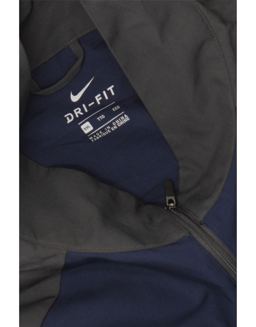 NIKE Mens Dri Fit Tracksuit Top Jacket 2XL Navy Blue Colourblock Polyester Vintage Nike and Second-Hand Nike from Messina Hembry 
