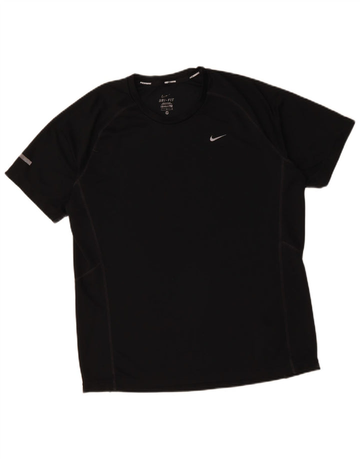 NIKE Mens Dri Fit T-Shirt Top Large Black Polyester