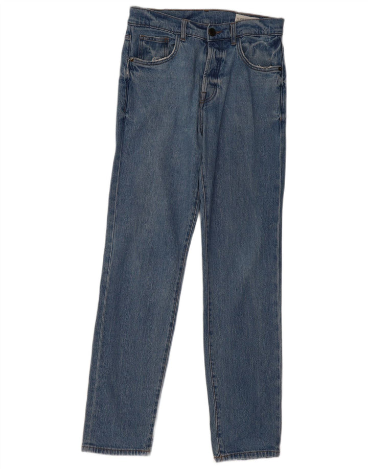 VINTAGE Mens Stretch Straight Jeans W30 L32 Blue Cotton