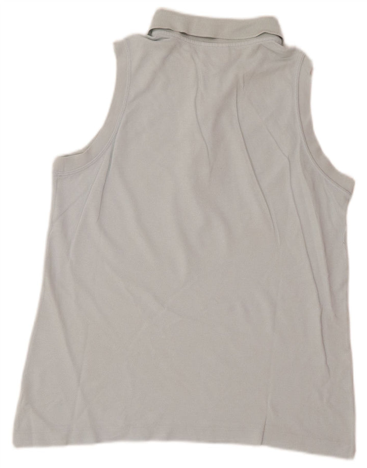 Tricou polo fără mâneci Lacoste pentru femei, mărimea 40, bumbac albastru mediu