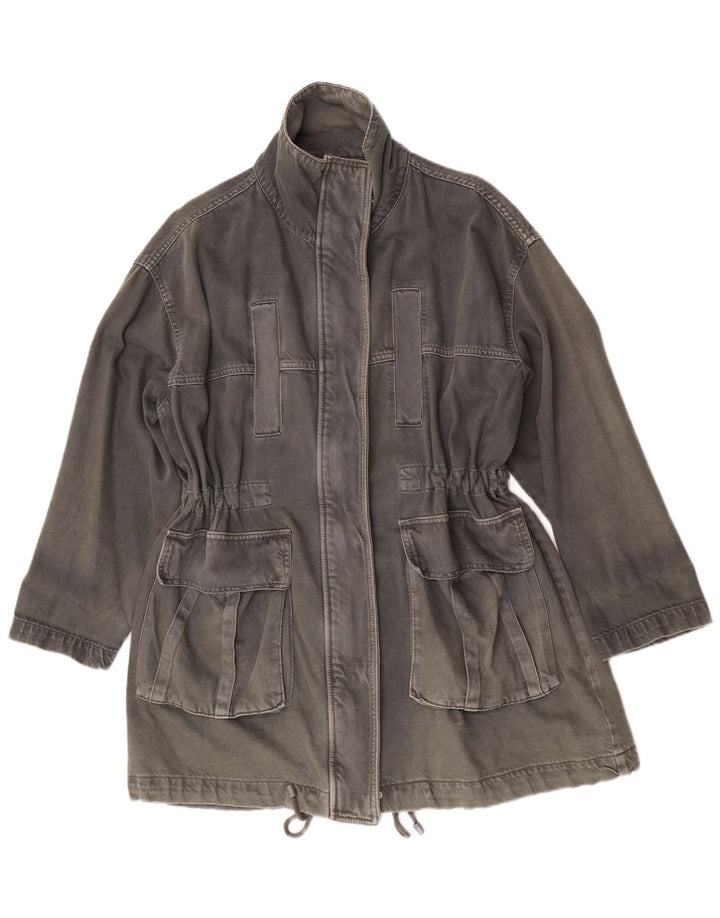 Palton supradimensionat pentru femei Zara UK 10 Bumbac gri mic