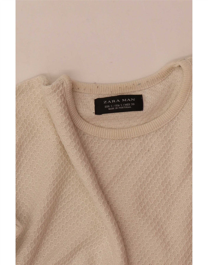 Pulover pentru bărbați Zara, cu decolteu, mic, bej
