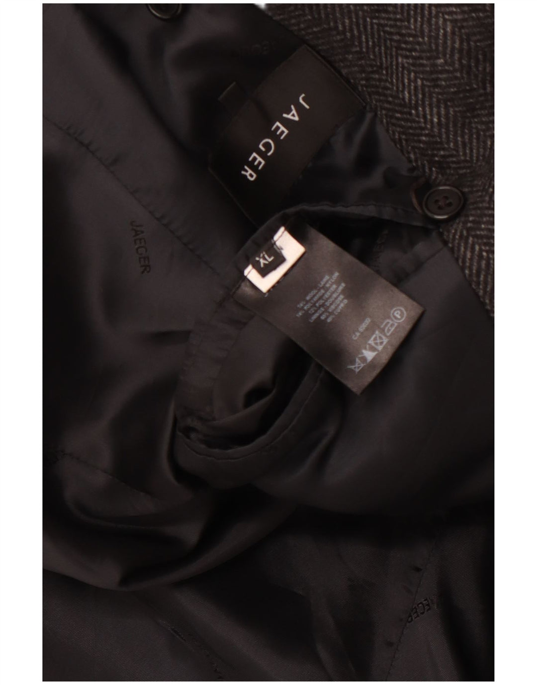 Palton bărbătesc JAEGER Marea Britanie 42 XL Lână gri Herringbone