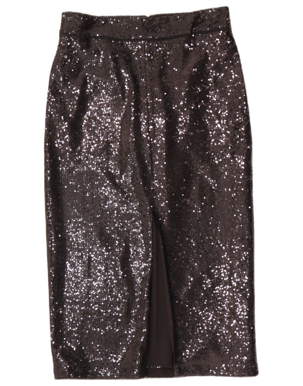 Fusta creion cu paiete Reiss pentru femei UK 12 Medium W30 Poliester negru