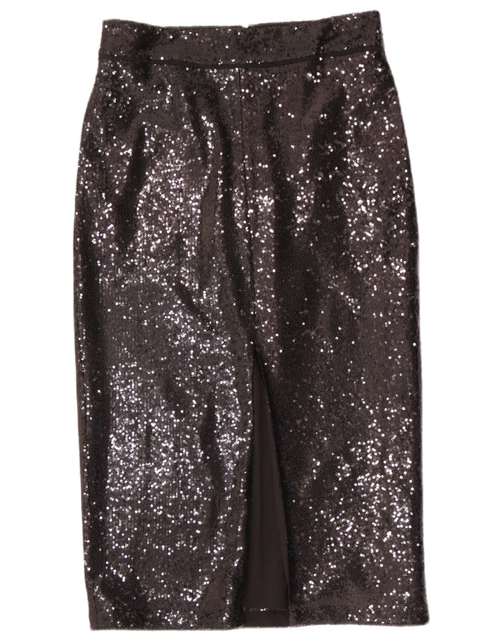 Fusta creion cu paiete Reiss pentru femei UK 12 Medium W30 Poliester negru