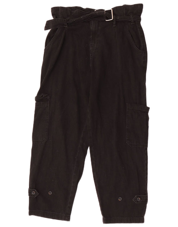 All Saints Blugi conici cargo pentru femei UK 12 Medium W32 L27 Bumbac negru