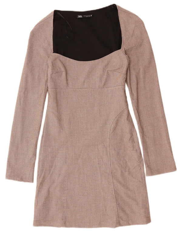 Rochie teacă cu mânecă lungă ZARA pentru femei UK 6 XS Poliester cu carouri roșii