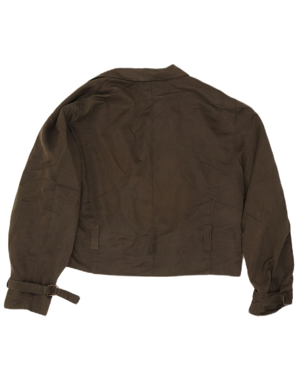 Jachetă Vintage pentru femei Crop dublu piept UK 18 XL Kaki Viscoză