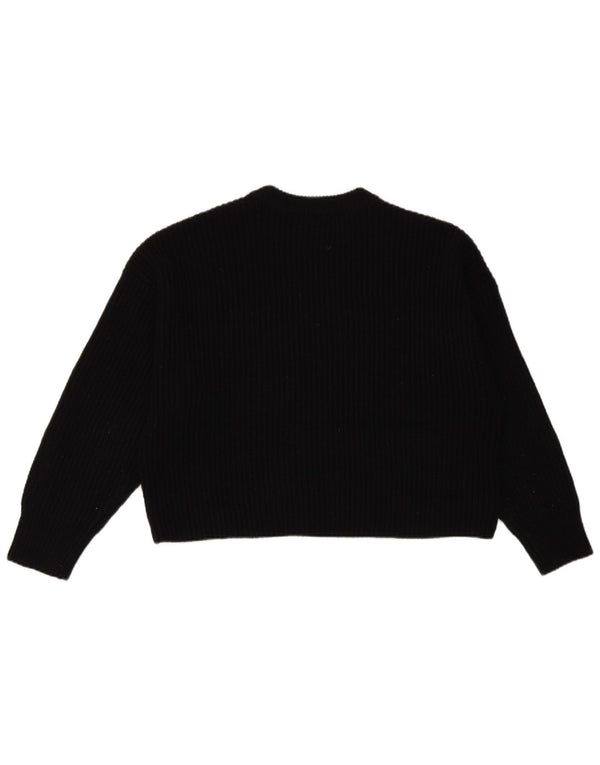 Pulover de damă Zara Crop oversized cu decolteu triplu UK 10 Mic Negru
