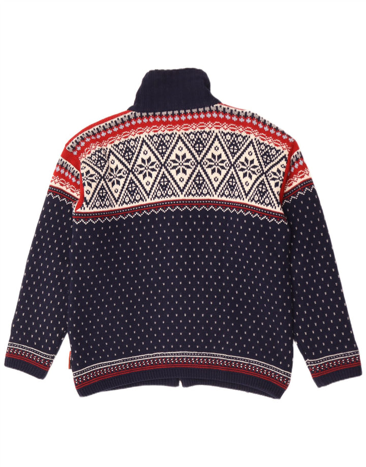 Pulover cardigan pentru bărbați Campagnolo, lână Fair Isle, albastru mare