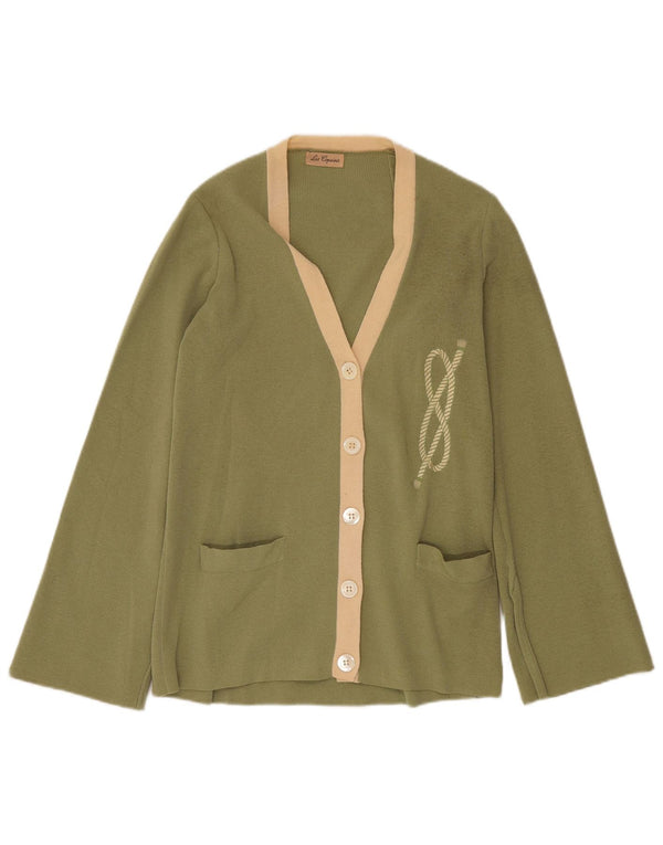 LES COPAINS Pulover cardigan pentru femei UK 4 XS Kaki Lână