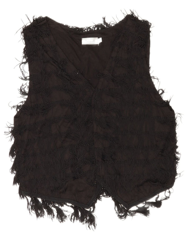 Vestă vintage pentru femei UK 14 Medium Black Rayon
