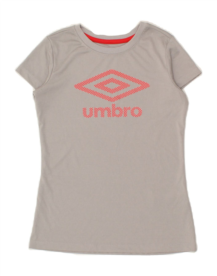 UMBRO Girls Graphic T-Shirt Top 10-11 Years Large Grey Polyester Vintage Umbro and Second-Hand Umbro from Messina Hembry 