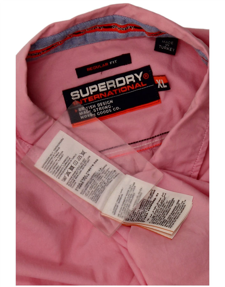 Cămașă Superdry pentru bărbați, cu mânecă scurtă, în formă regulată, XL, bumbac, roz