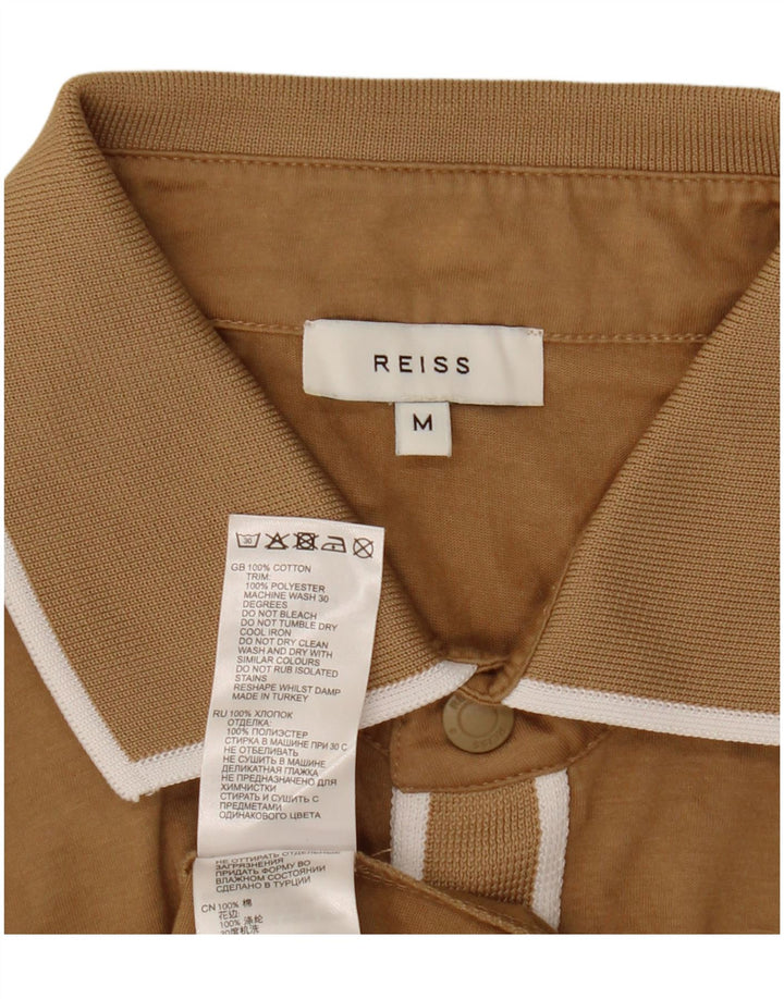 Tricou polo Reiss pentru bărbați, bumbac maro mediu