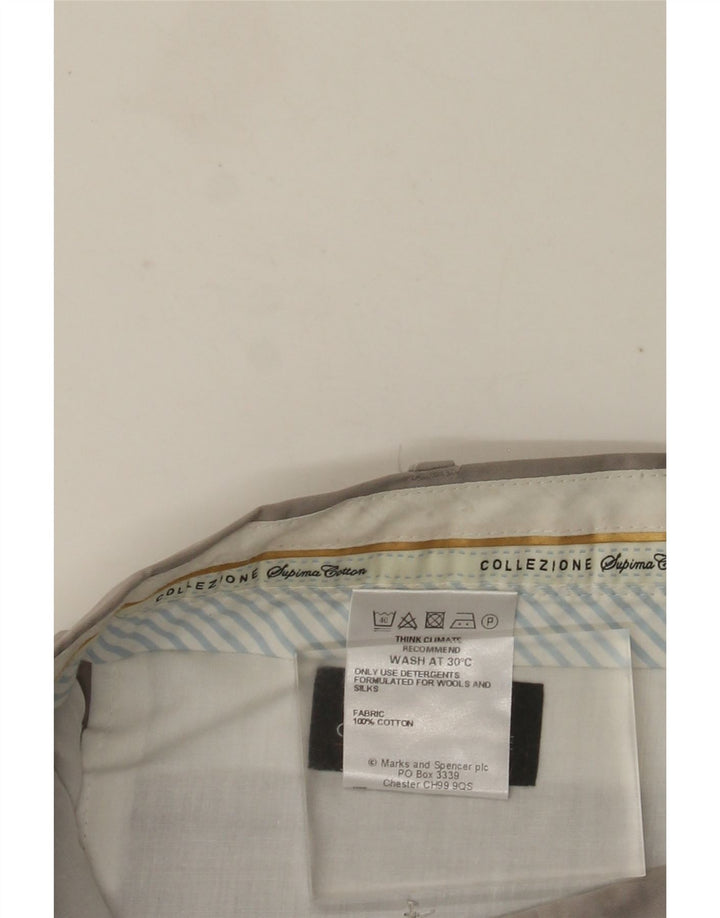 MARKS & SPENCER Pantaloni de costum pentru bărbați, L36 L31, gri bumbac