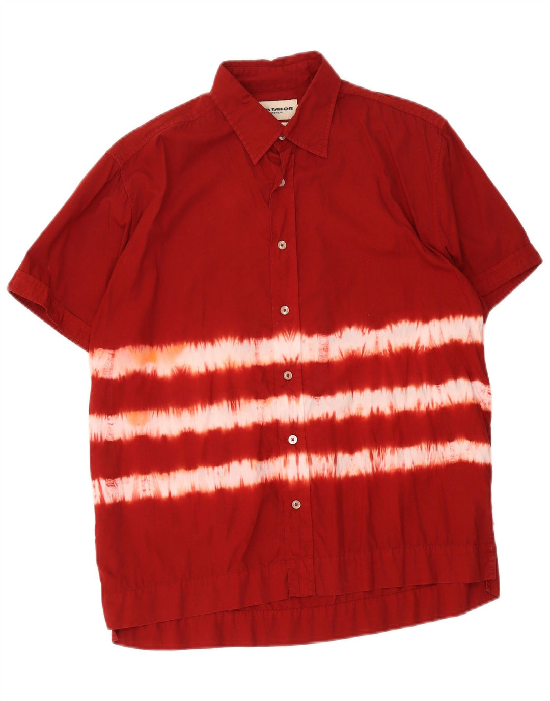 Cămașă pentru bărbați Tom Tailor cu mânecă scurtă, roșu mediu, bumbac Tie Dye