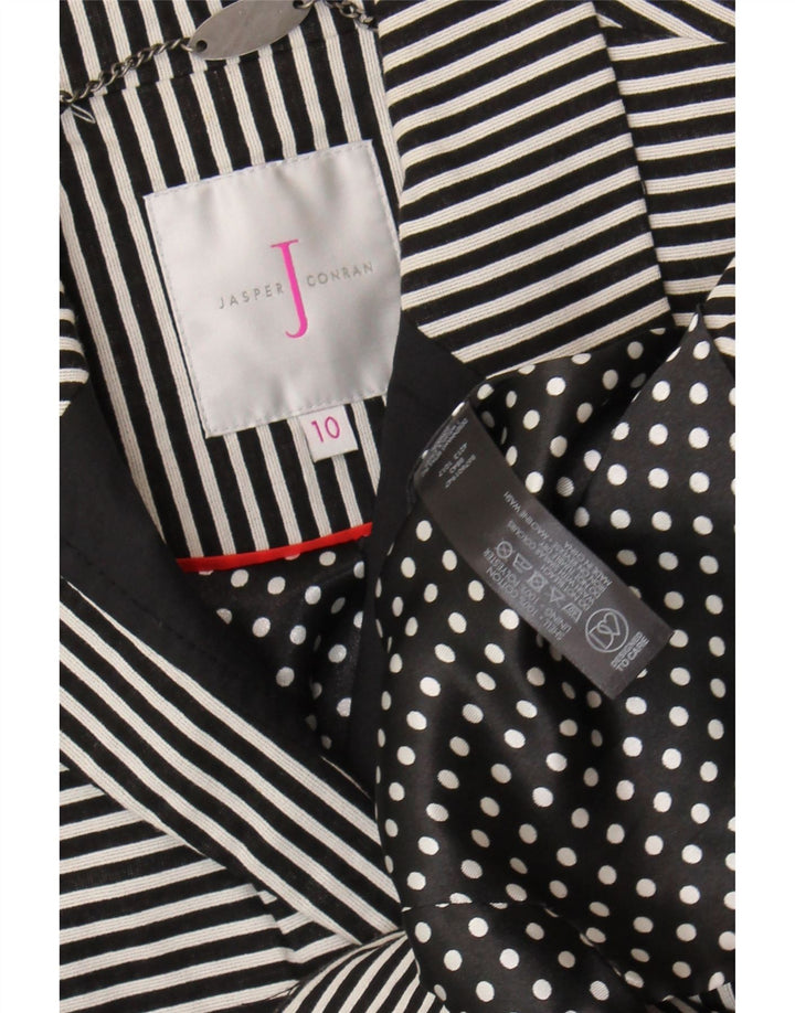 Jasper Conran Jachetă pentru femei cu mâneci 3/4, UK 10, cu dungi mici, neagră