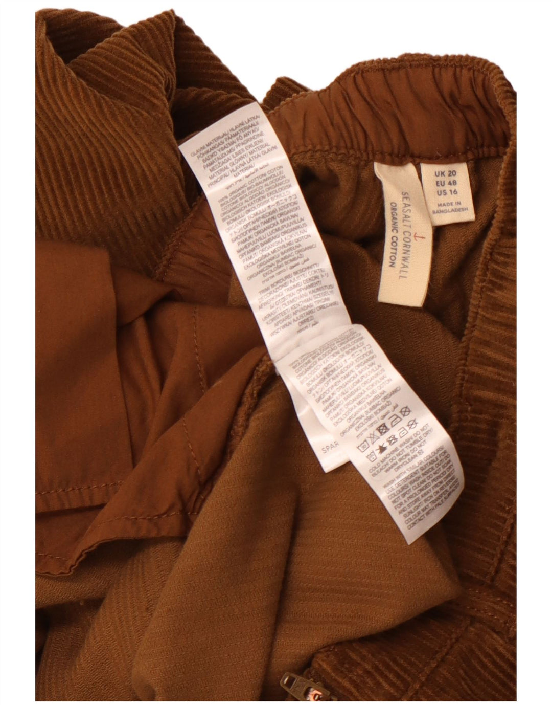 SEASALT CORNWALL Pantaloni drepti din velur pentru femei UK 20 2XL W40 L28 Maro