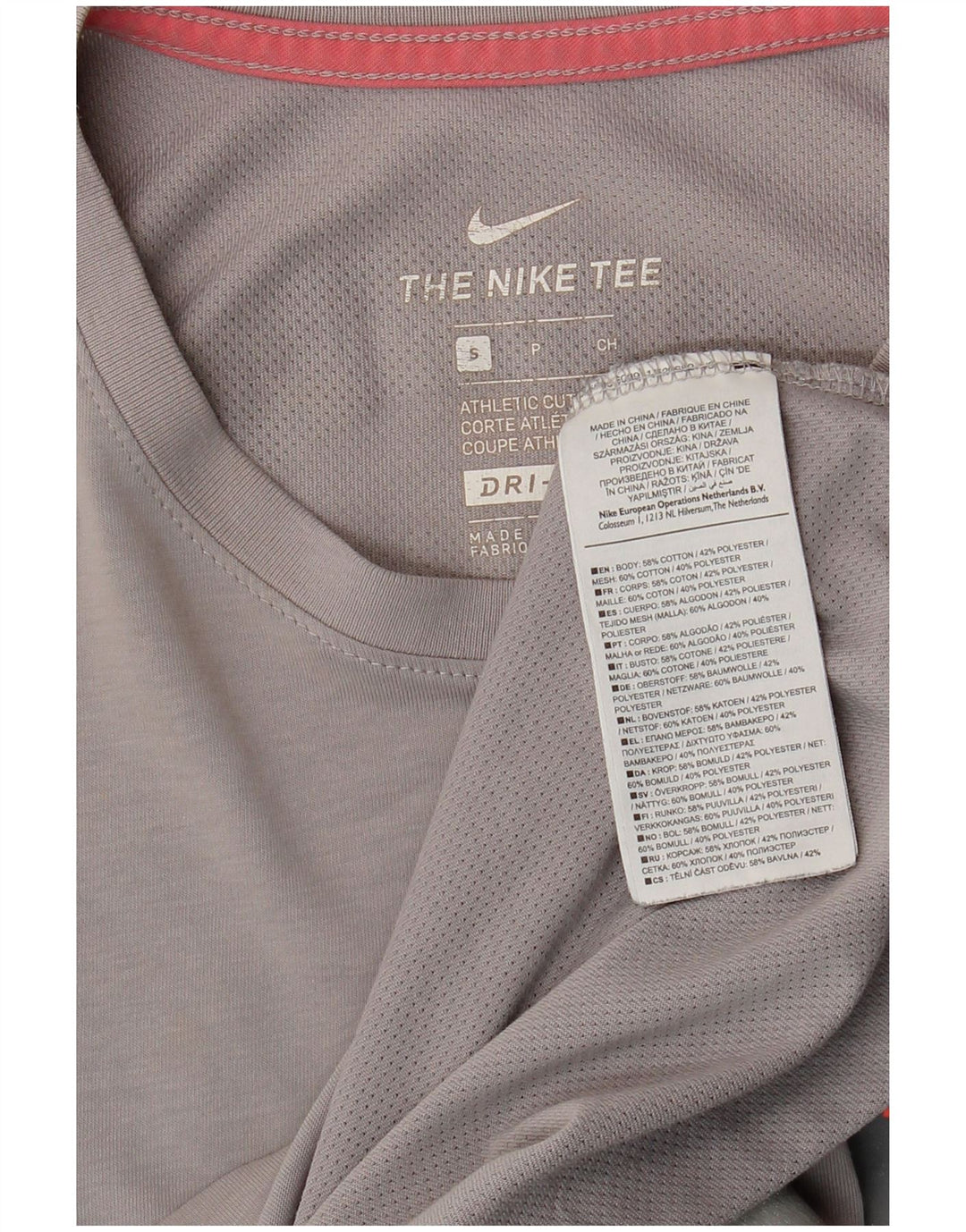 Top grafic Nike Dri Fit pentru bărbați cu mânecă lungă, bumbac, gri mic