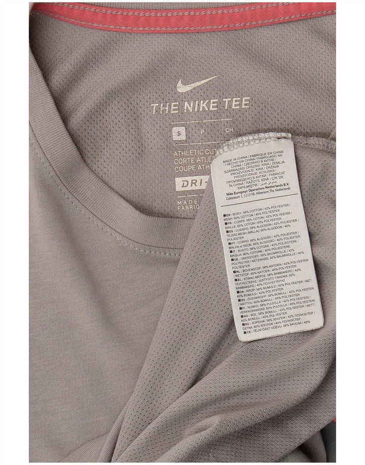 Top grafic Nike Dri Fit pentru bărbați cu mânecă lungă, bumbac, gri mic