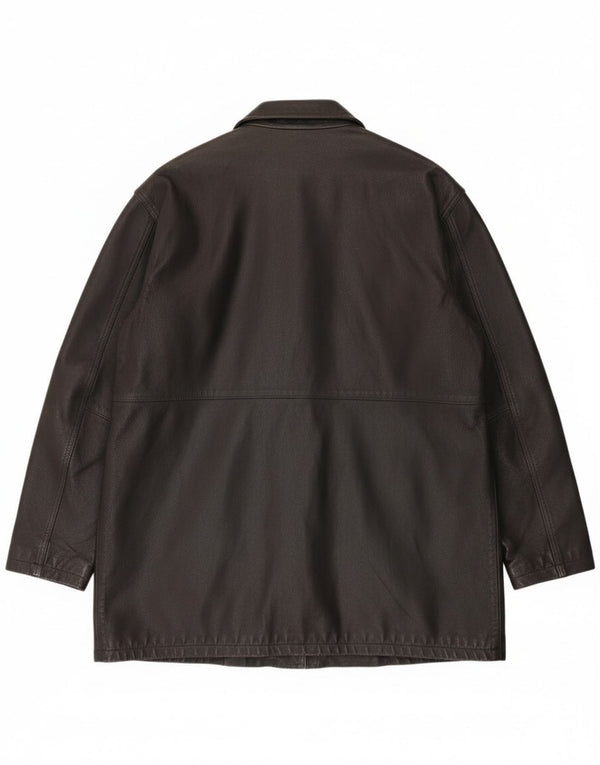 Jachetă de piele vintage pentru bărbați Duffle UK 42 XL, piele neagră