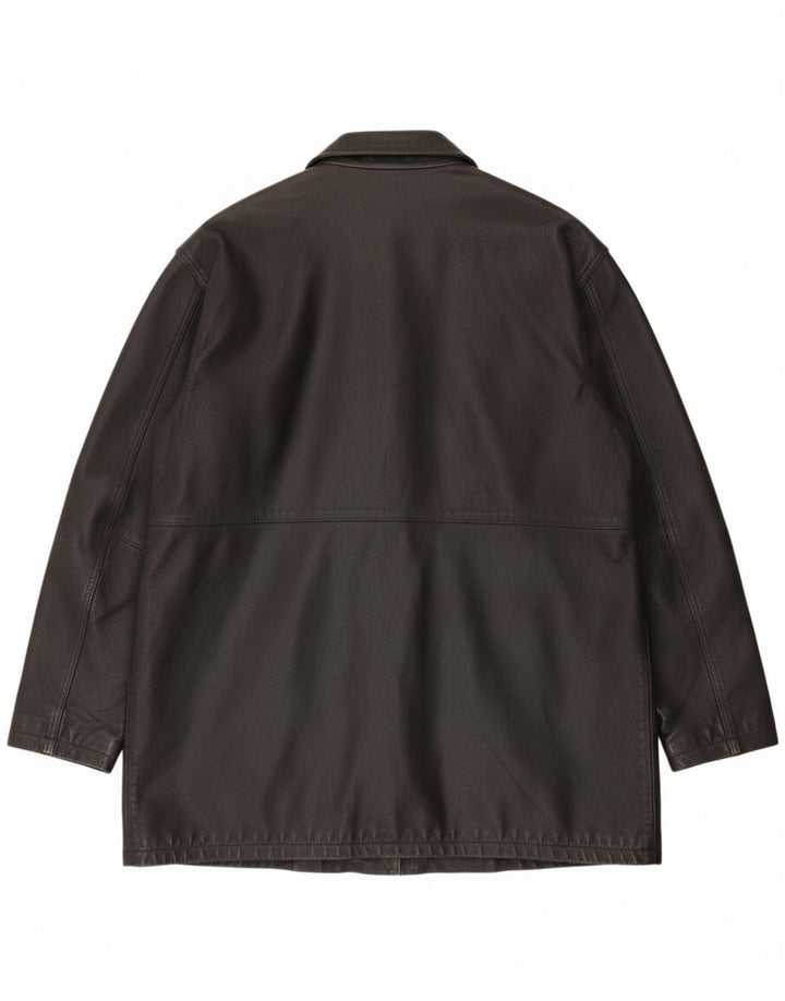 Jachetă de piele vintage pentru bărbați Duffle UK 42 XL, piele neagră