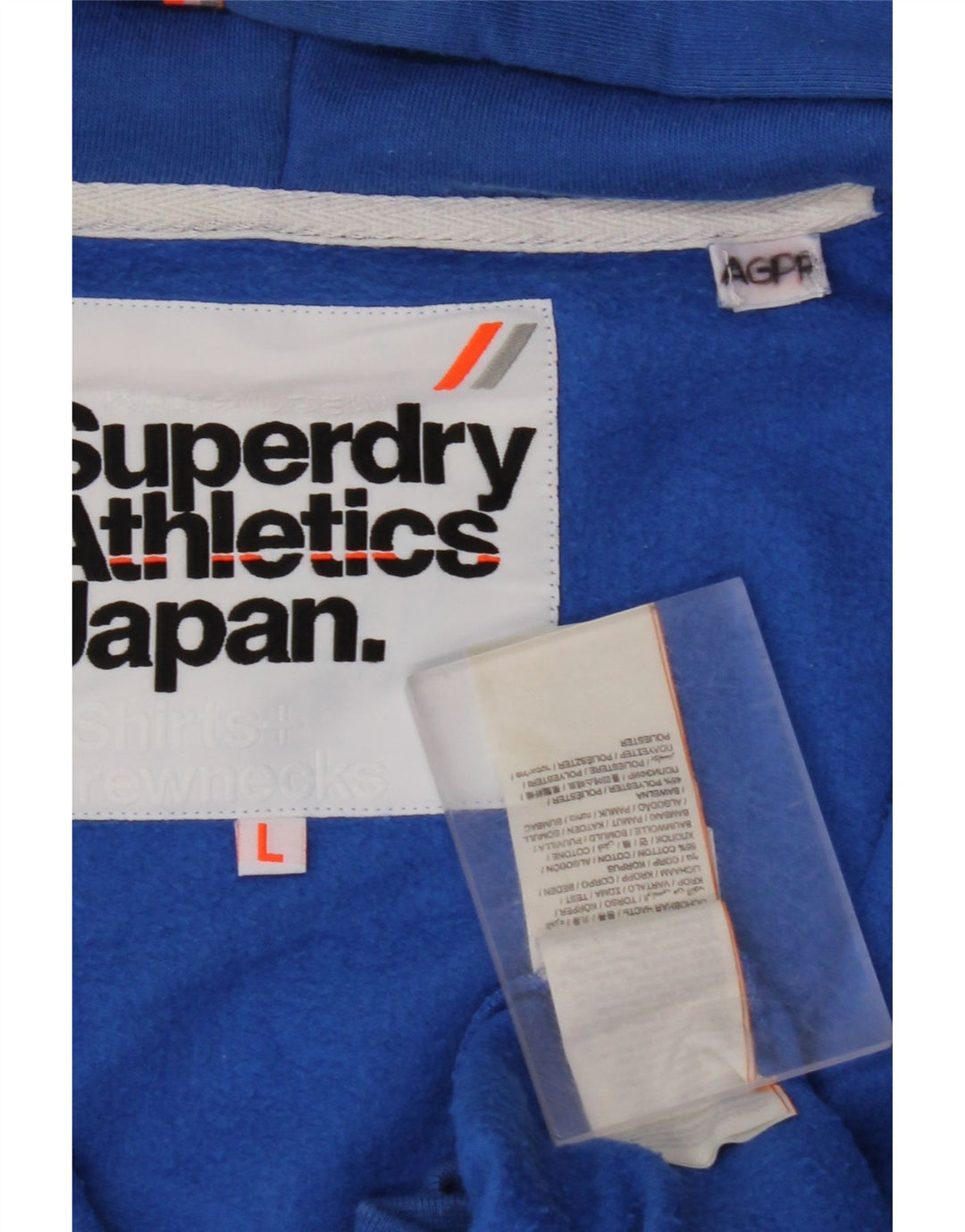 SUPERDRY Pulover cu capota cu fermoar pentru bărbați, mare, albastru, bumbac