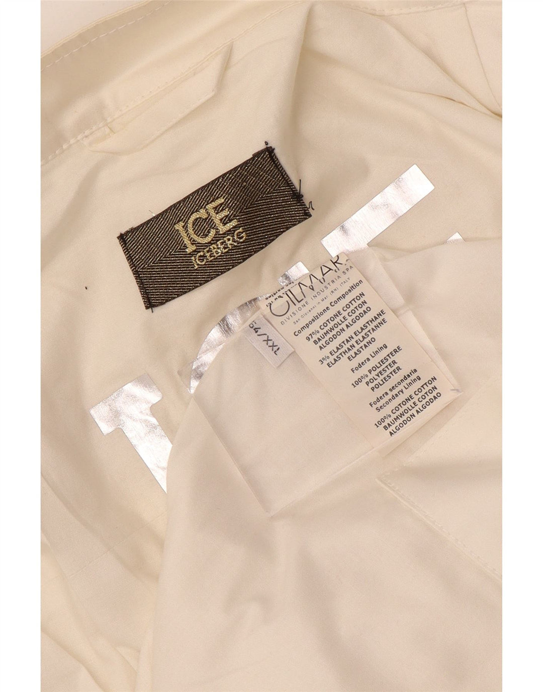 ICEBERG Bomber Jacket pentru bărbați UK 44 2XL Bumbac alb