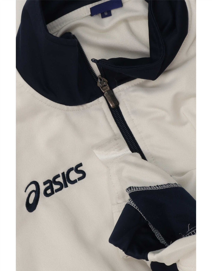 Jachetă de trening Asics pentru bărbați, albă, mică, din poliester