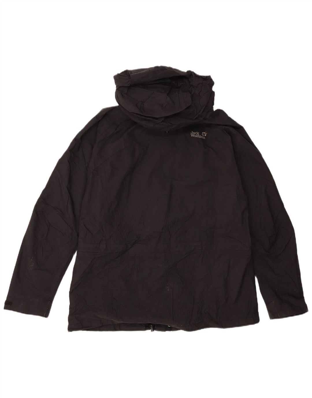 Jack Wolfskin Jachetă de ploaie cu glugă pentru femei UK 16 Poliamidă neagră mare