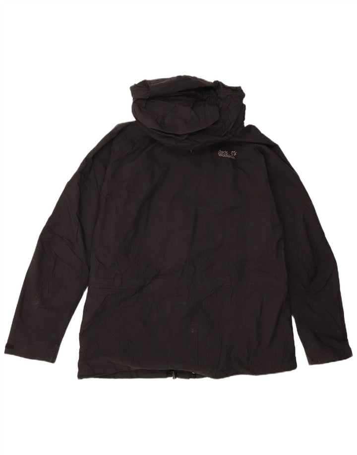 Jack Wolfskin Jachetă de ploaie cu glugă pentru femei UK 16 Poliamidă neagră mare