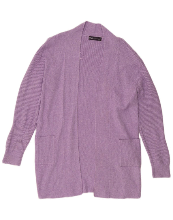 Marks & Spencer Womens Longline Open Cardigan Sweater UK 10 Small Purple