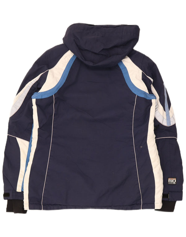 Iguana Womens Hooded Ski Jacket EU 40 Medium Navy Blue Colourblock
