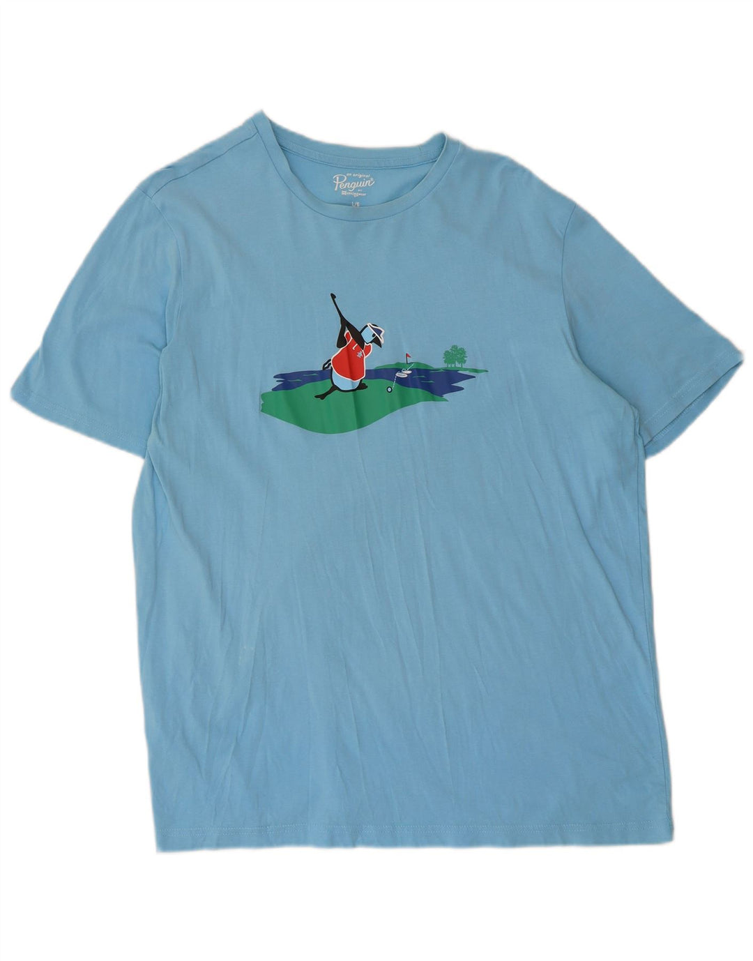 Tricou grafic pentru bărbați Penguin Top mare, albastru, bumbac